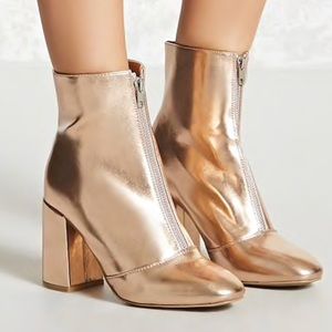 Metallic Faux Leather Boots